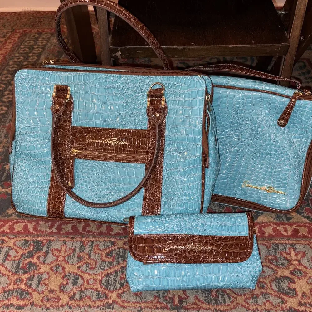 *Samantha Brown Croco Underseater—Turquoise Blue 3 Piece Set VGC